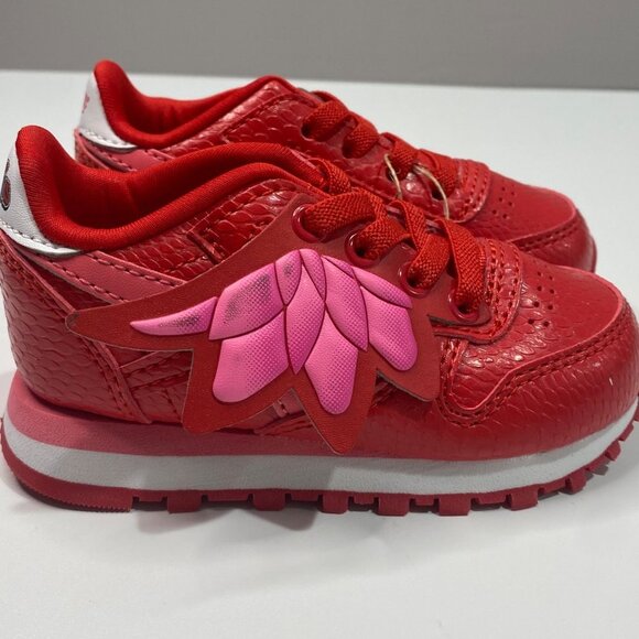 Reebok Red & Pink Classic Leather PJ Masks Owlette Sneaker Size 5 - Picture 2 of 7